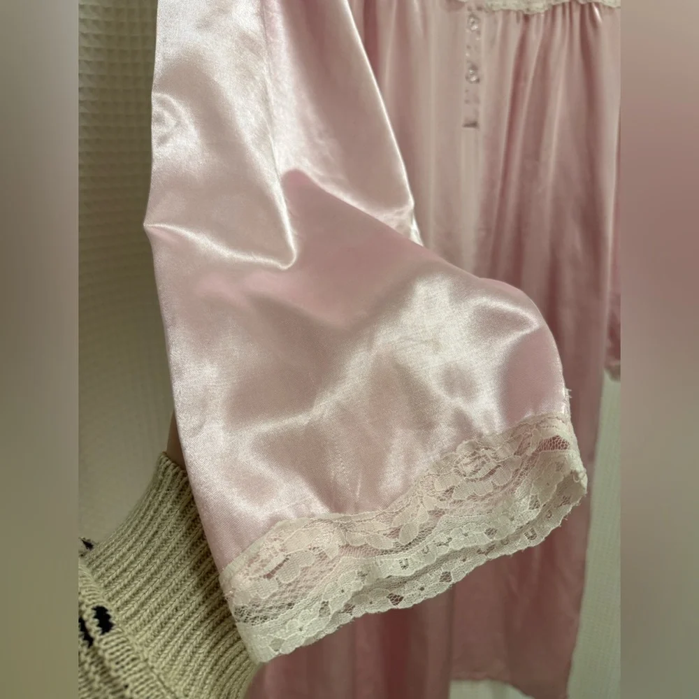 Vintage Anthony Richards Pink Satin Robe - 1X - Picture 5 of 6